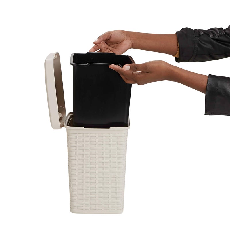 Mind Reader Trash Can, 5.5L (1.5 gal) Capacity, Bathroom Decor, Hands Free Lid, Square, 7.75" L x 7.75" W x 11" H, Ivory - Image 5